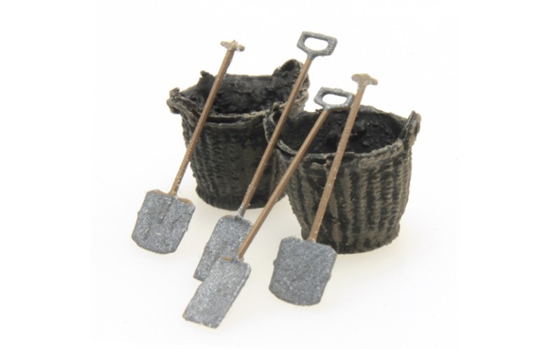 387277 Painted Coal Baskets & Equipment (OO/HO 1/87th)